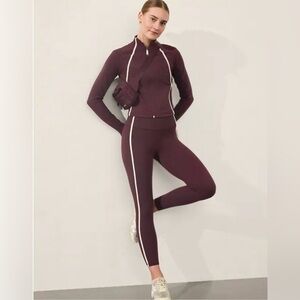Athleta 2 Piece Set Salutation Crop Jacket and Ultra High Rise Elation 7/8 Tight